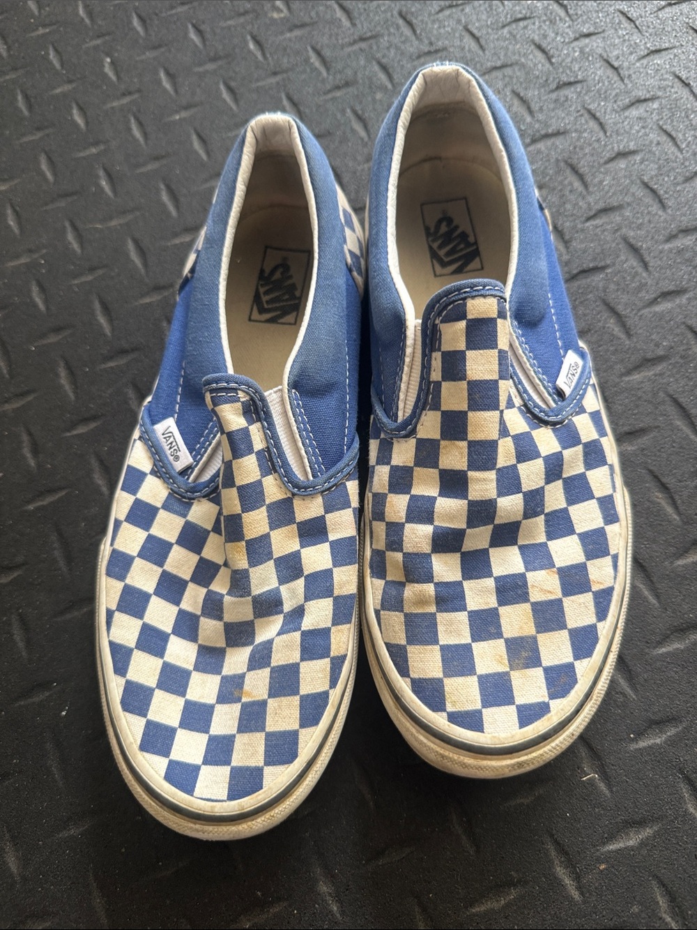 Vans Juniors Slip-On Checkerboard Sneakers - Blue & White
